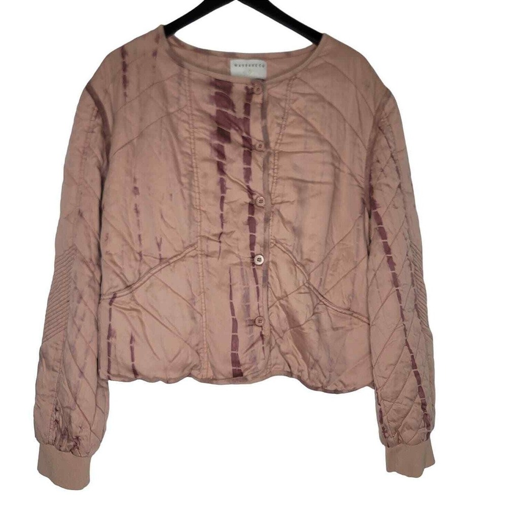 Marrakech Quilted Boho Bomber Jacket Mauve Tie Dye Hippie Bohemian Cottage Artsy